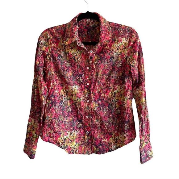 LIBERTY ART FABRICS Cotton Floral Print Button Down Shirt Blouse S - Picture 2 of 9